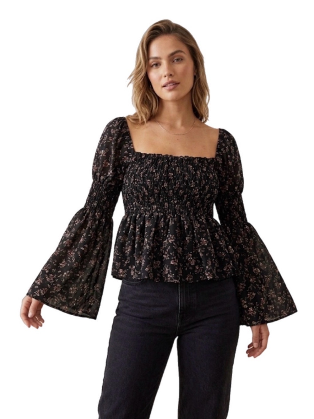 NWOT M Passport Women’s Floral Print Bohemian Festival Shirt Top 100% Polyester